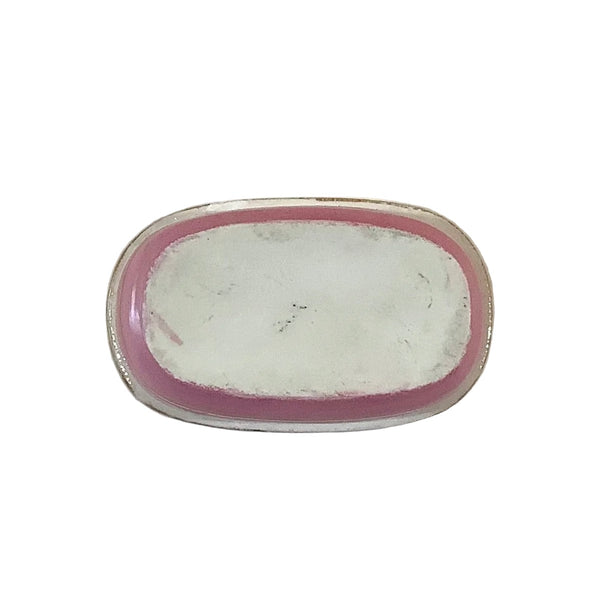 Vintage Porcelain Pink, White & Gold Lidded Trinket Box (As Found)