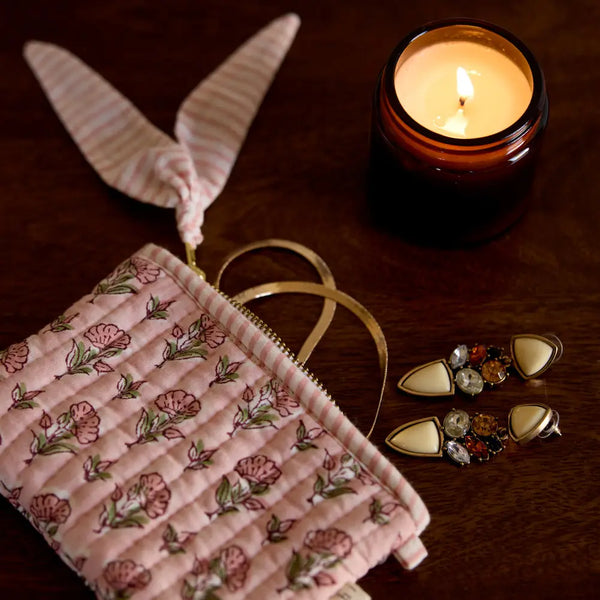 Organic Cotton Zipped Pouch - Floral Blush