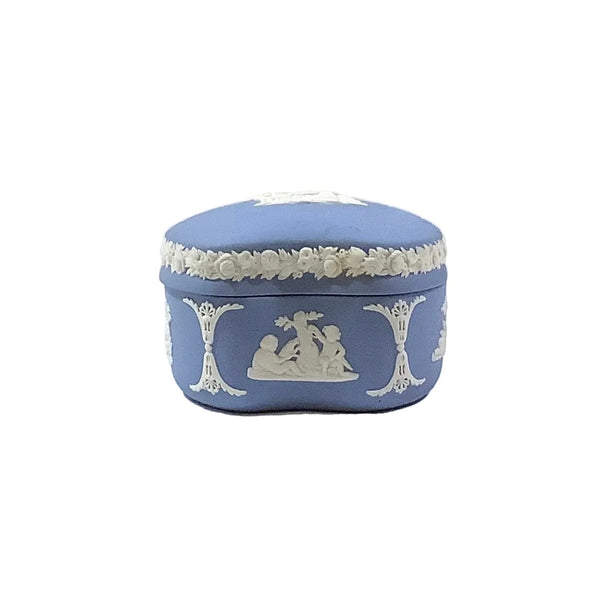 Vintage Wedgewood Blue Jasperware Lidded Trinket Box