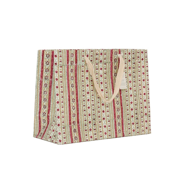 Hand Block Printed Large Gift Bag - Traditional Christmas