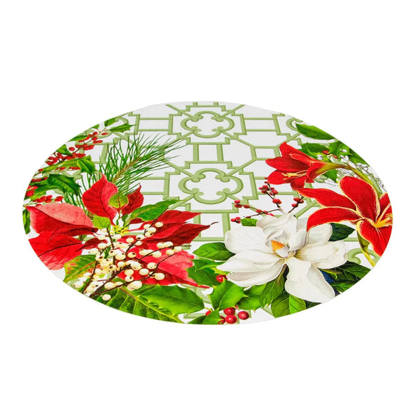Christmas Garden Round Paper Placemats - 12 Per Package