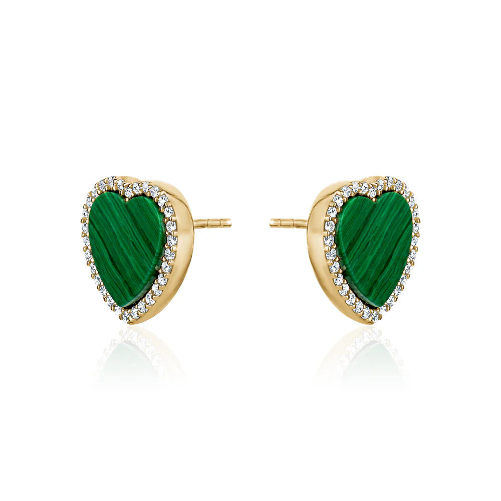 Malachite Heart Earrings