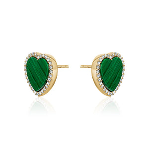 Malachite Heart Earrings