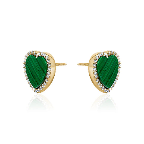 Malachite Heart Earrings