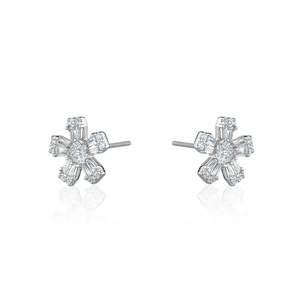 Crystal & Gold Flower Earrings