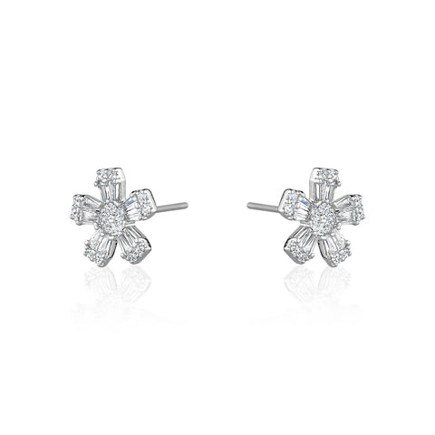 Crystal & Gold Flower Earrings