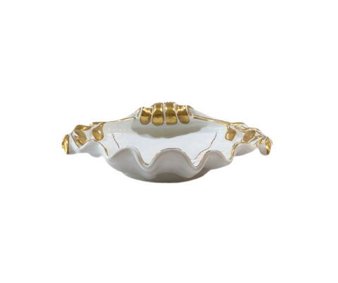 Vintage White & Gold Porcelain Shell Dish