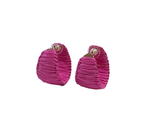 Raffia Earrings - Fuchsia