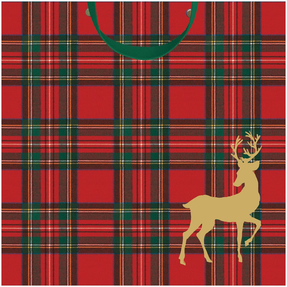 Royal Plaid Reindeer Gift Bags - 3 Sizes