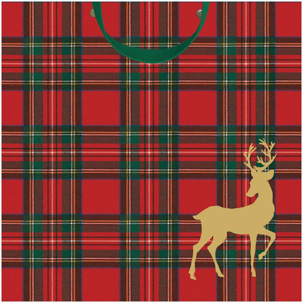 Royal Plaid Reindeer Gift Bags - 3 Sizes