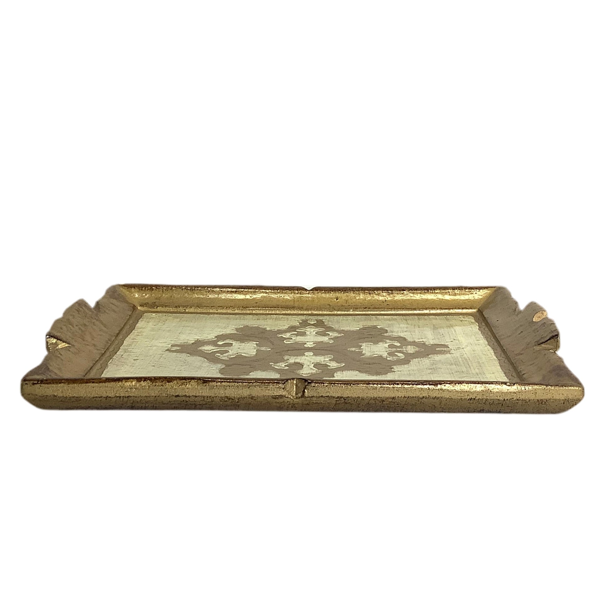 Vintage Ivory & Gold Rectangular Florentine Tray