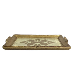 Vintage Ivory & Gold Rectangular Florentine Tray