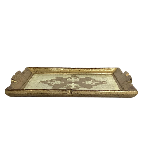 Vintage Ivory & Gold Rectangular Florentine Tray