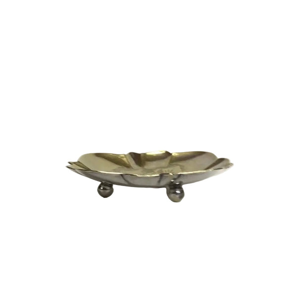 Vintage Etched Brass Footed Trinket Dish