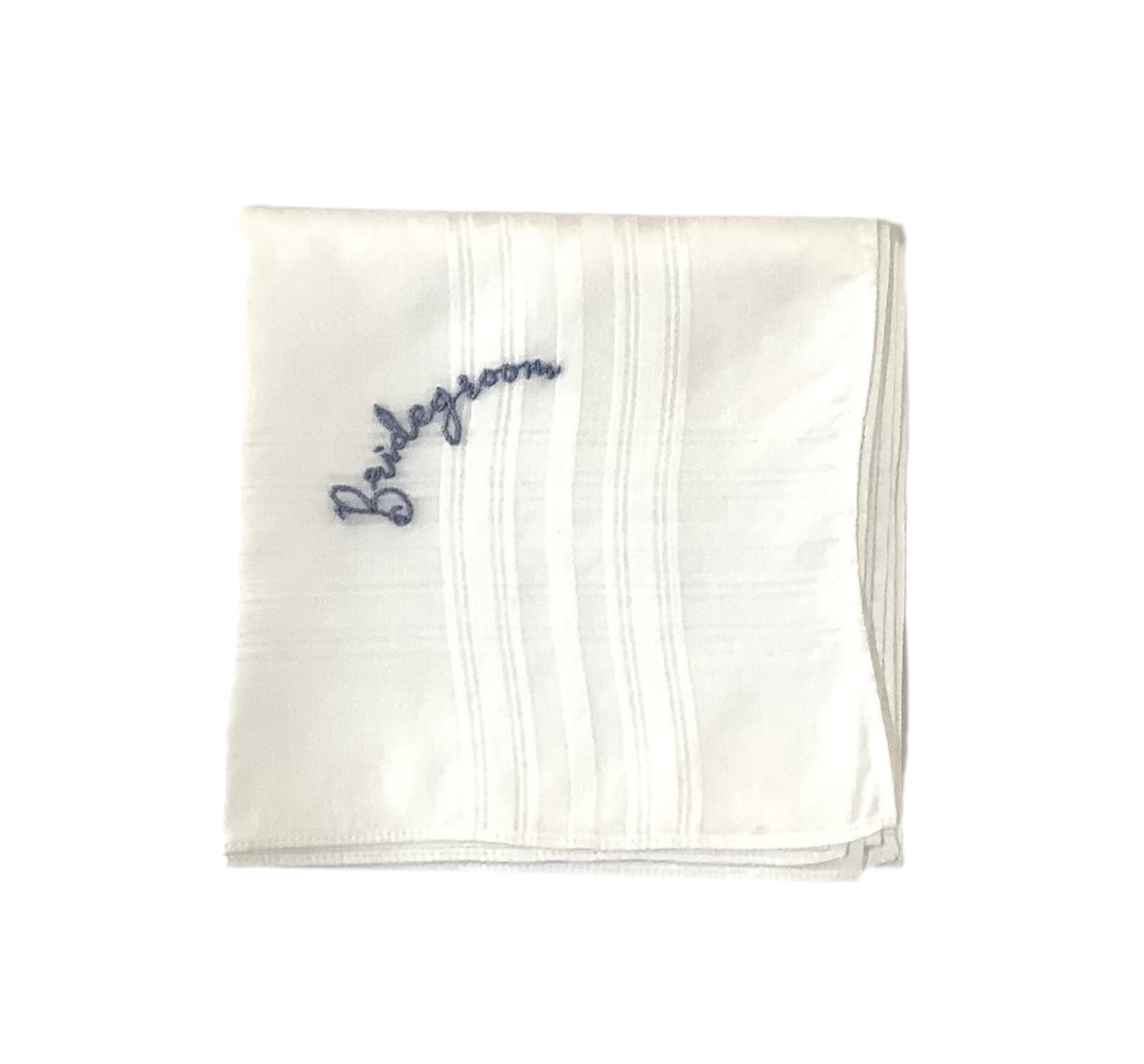Bridegroom Hankie w/ Blue Embroidery