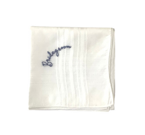 Bridegroom Hankie w/ Blue Embroidery