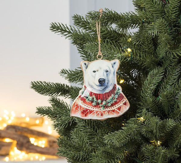 Polar Bear in Sweater Ornament