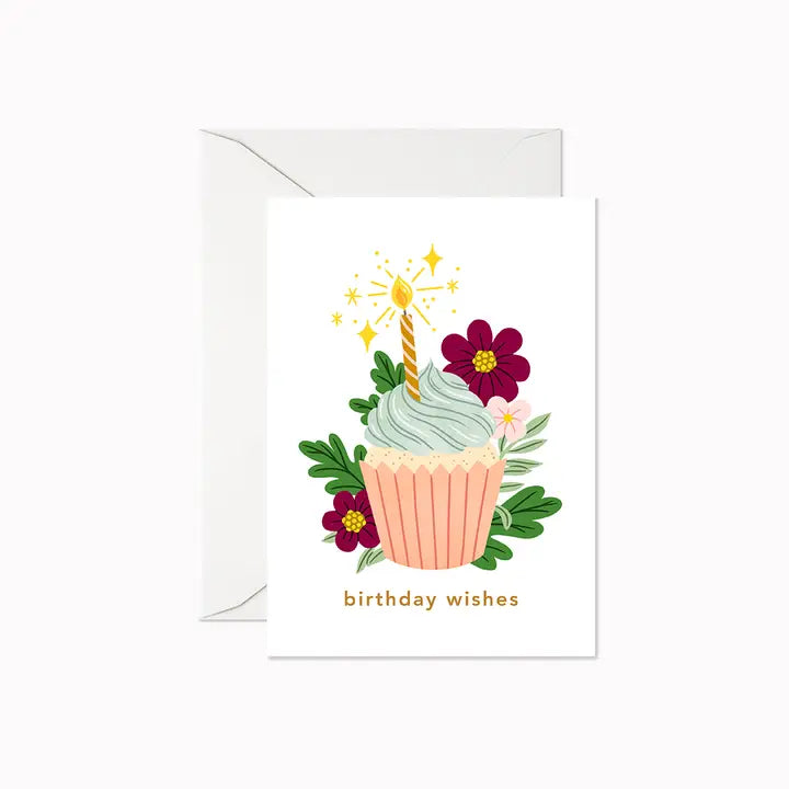 Birthday Wishes Cupcake Mini Greeting Card