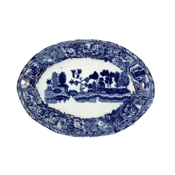 Vintage Blue Willow Oval Platter