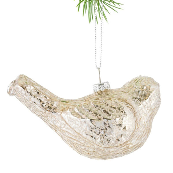 Silver Glass Bird Ornament