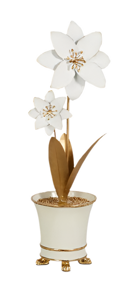 White Gold Metal Flower Pot
