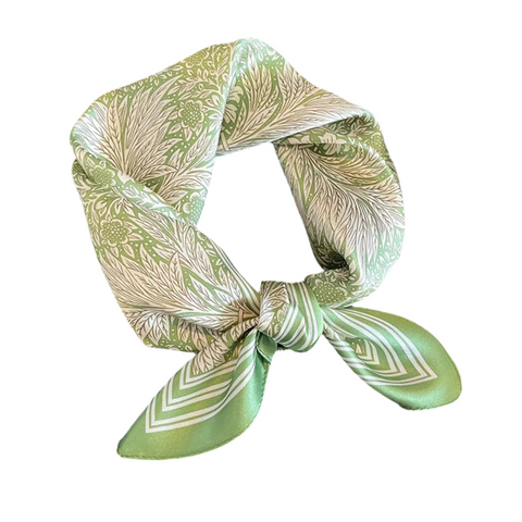 Green Floral Silk Scarf