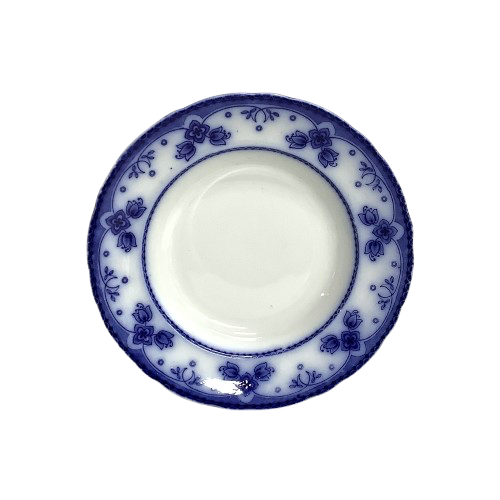 Vintage Flow Blue Rimmed Soup Bowls s/10