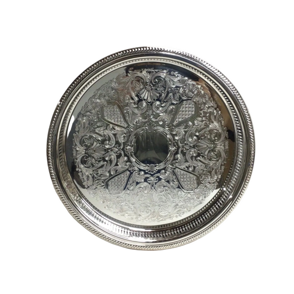Vintage Silver Footed Round Tray
