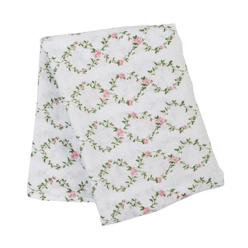 Cotton Muslin Swaddle Blanket - Rose Trellis