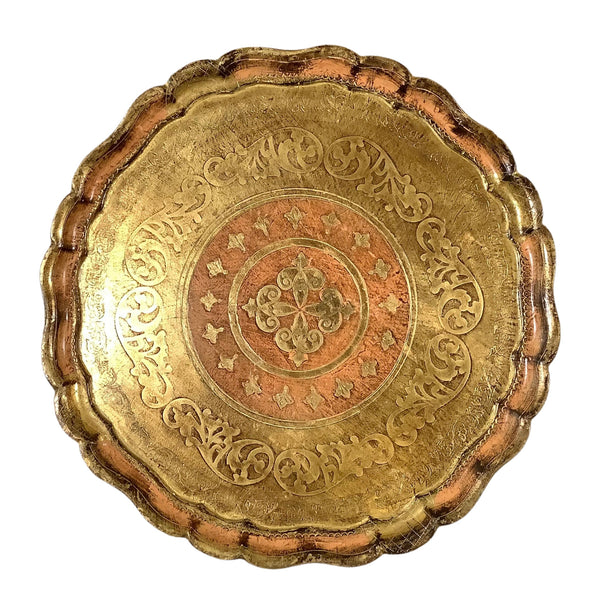Vintage Florentine Apricot & Gold Round Tray