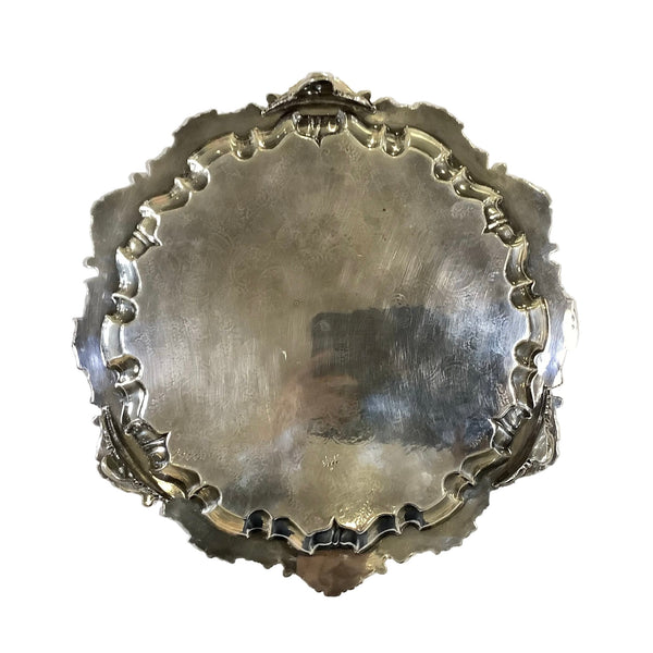 Vintage Silver Footed Round Tray