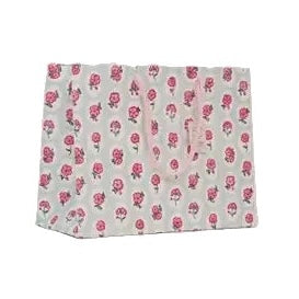 Hand Block Printed Gift Bags - Scallop Tiles Pink Sorbet
