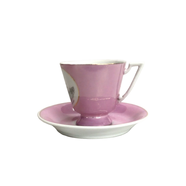 Vintage Pink & White Tea Cup & Saucer