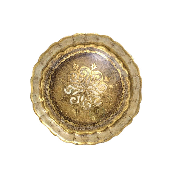 Vintage Florentine Gold & Ivory Round Tray