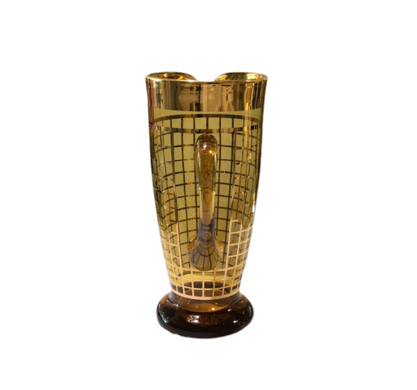 Vintage Amber & Gold Glass Pitcher