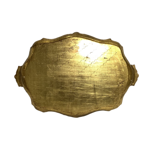 Vintage Oval Gold & Blue Florentine  Tray