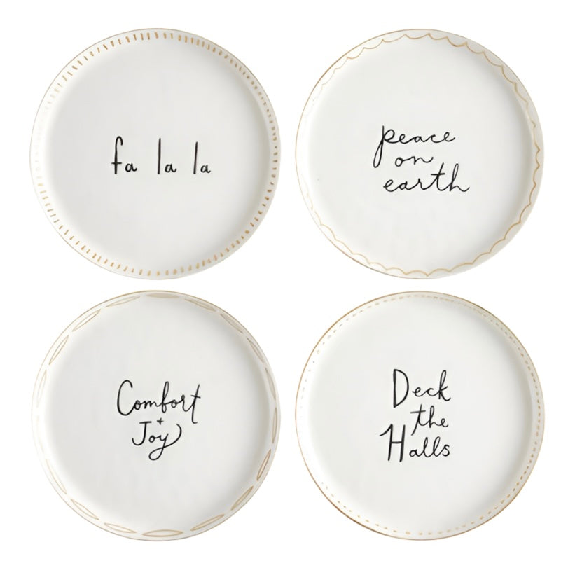 Holiday Appetizer Plates - Gold & White