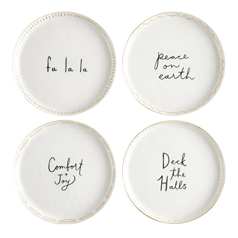 Holiday Appetizer Plates - Gold & White