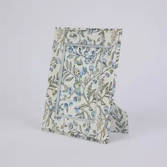Block Printed Picture Frame - Songbird Blue Stone