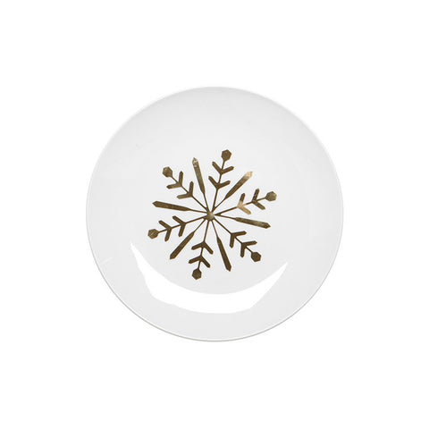 Gold & White Snowflake Plate