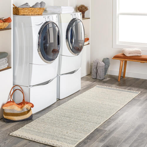 Sadie Handmade Rug - Cream/Pale Blue