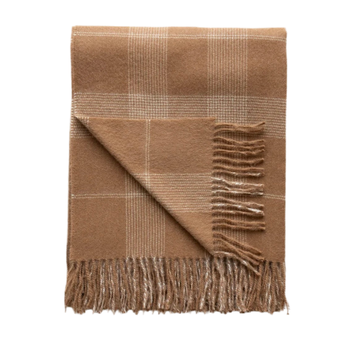 York Alpaca Chestnut/Ivory Plaid Throw