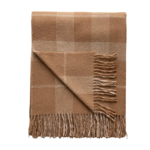York Alpaca Chestnut/Ivory Plaid Throw