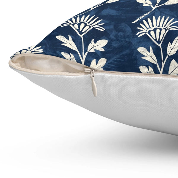 Indigo Blue Block Print Linen Pillow - Hanes