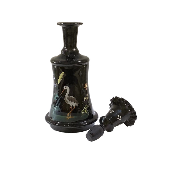 Vintage Black Glass Barber Bottle/Decanter