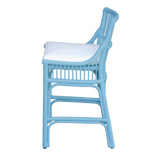 Hampton Blue Rattan Counter Stool