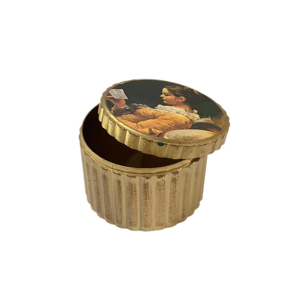 Vintage Round Gold Lidded Florentine Box
