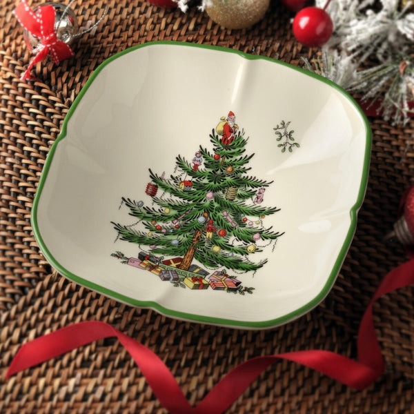 Spode Christmas Tree Sculpted Square Dish