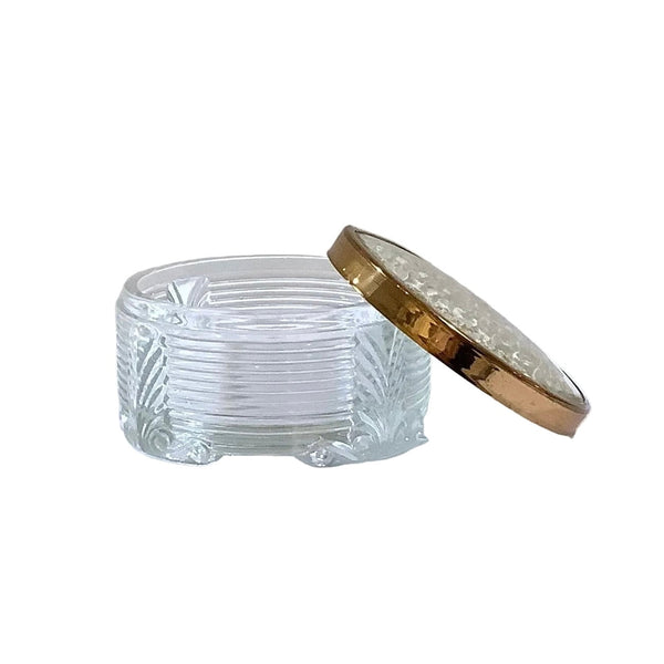 Vintage Art Deco Ribbed Glass Vanity/Trinket Jar