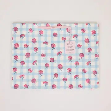 Hand Block Printed Gift Bags - Gingham Pink Sorbet